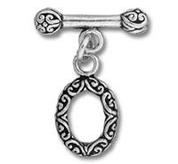 Ornate silver letter O toggle clasp