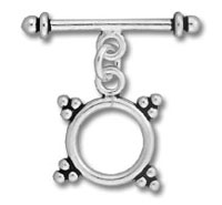Silver toggle clasp with beaded ring charm