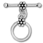 Silver floral toggle ring connector