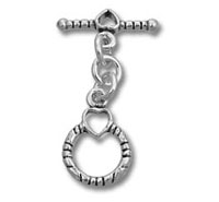 Silver heart toggle clasp jewelry connector