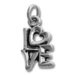 Silver LOVE charm pendant with heart
