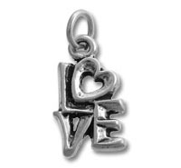 Silver LOVE charm pendant with heart