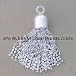 Silver beaded tassel pendant charm