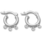 Pair of silver hoop earrings with three charms