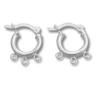 Pair of silver hoop earrings with three charms