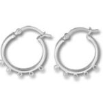 Silver hoop earrings with dangling beads