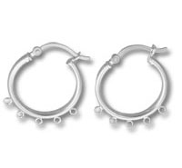 Silver hoop earrings with dangling beads