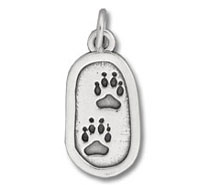 Silver paw print pendant charm