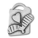 Silver pendant with heart and striped wings