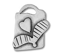 Silver pendant with heart and striped wings
