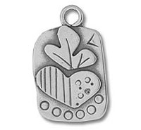 Silver heart and leaf pendant charm