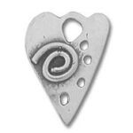 Silver heart pendant with spiral and holes