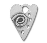 Silver heart pendant with spiral and holes