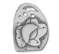 Silver pendant with stylized leaf and circles