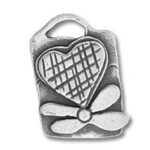 Silver heart and flower pendant charm