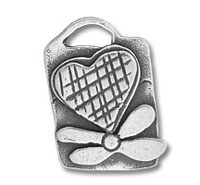 Silver heart and flower pendant charm