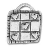 Square metal charm with heart accents