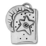 Silver pendant with starfish and crescent moon