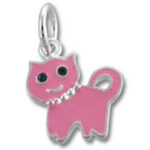 Pink enamel cat charm pendant