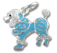 blue enameled poodle charm pendant