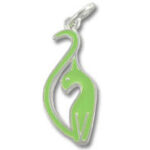 Green enamel cat pendant charm