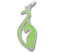 Green enamel cat pendant charm