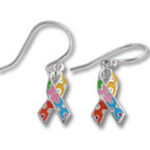 Autism awareness puzzle ribbon dangle earrings