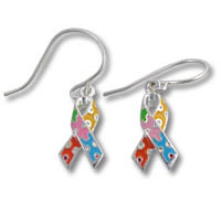 Autism awareness puzzle ribbon dangle earrings