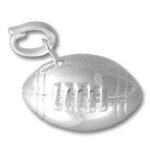 Silver football charm pendant with clasp