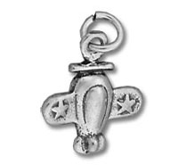 Small silver airplane charm with star wings