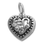 Silver filigree heart pendant charm