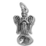 Silver angel bell pendant charm