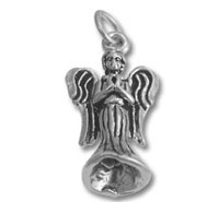 Silver angel bell pendant charm