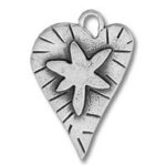 Silver heart pendant with star-shaped motif