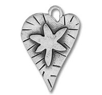 Silver heart pendant with star-shaped motif