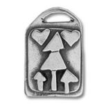Silver pendant with cutout girl and hearts