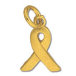 Gold awareness ribbon pendant charm