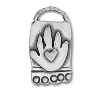 Silver paw print heart pendant charm