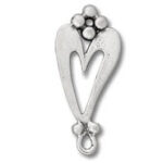 Silver heart pendant bail with flower accent