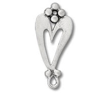 Silver heart pendant bail with flower accent
