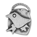 Silver bird-shaped metal pendant with handle