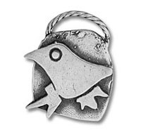 Silver bird-shaped metal pendant with handle
