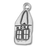 Silver house-shaped pendant charm stamped HOME
