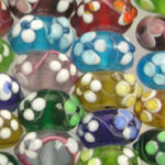 Multi Color Glass Bead with Flowers