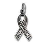 Silver syndrome awareness ribbon pendant