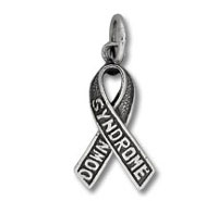 Silver syndrome awareness ribbon pendant