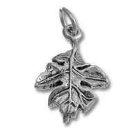 Silver oak leaf pendant charm