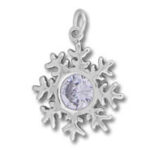 Silver snowflake pendant with light purple gemstone