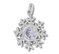 Silver snowflake pendant with light purple gemstone