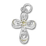 Silver filigree cross pendant with gold accents